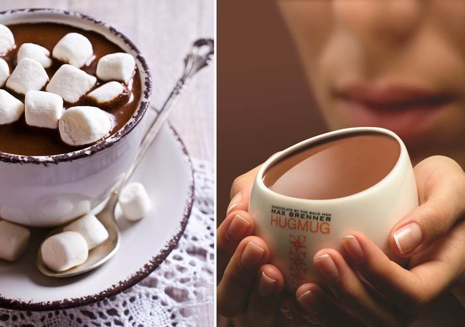 xícara de porcelana com chocolate quente e marshmellow