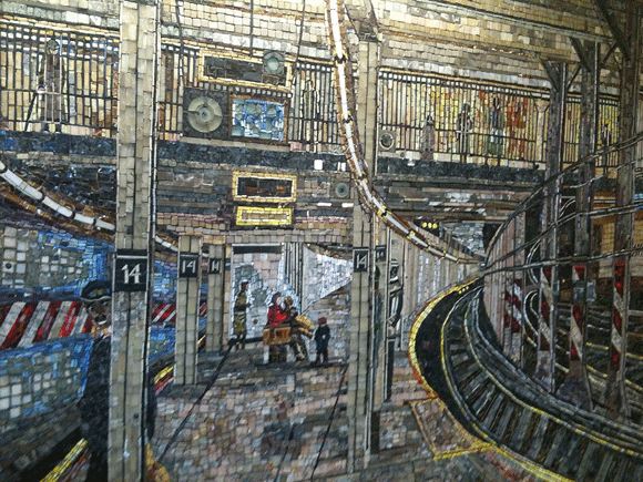 Mosaico na entrada da estação 14th Street da linha 1 do metrô de Nova York