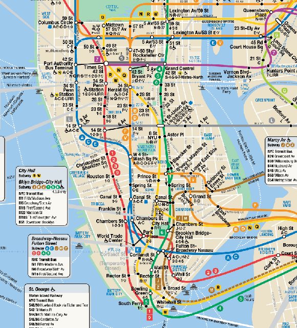 Mapa do metrô para circular em Nova York