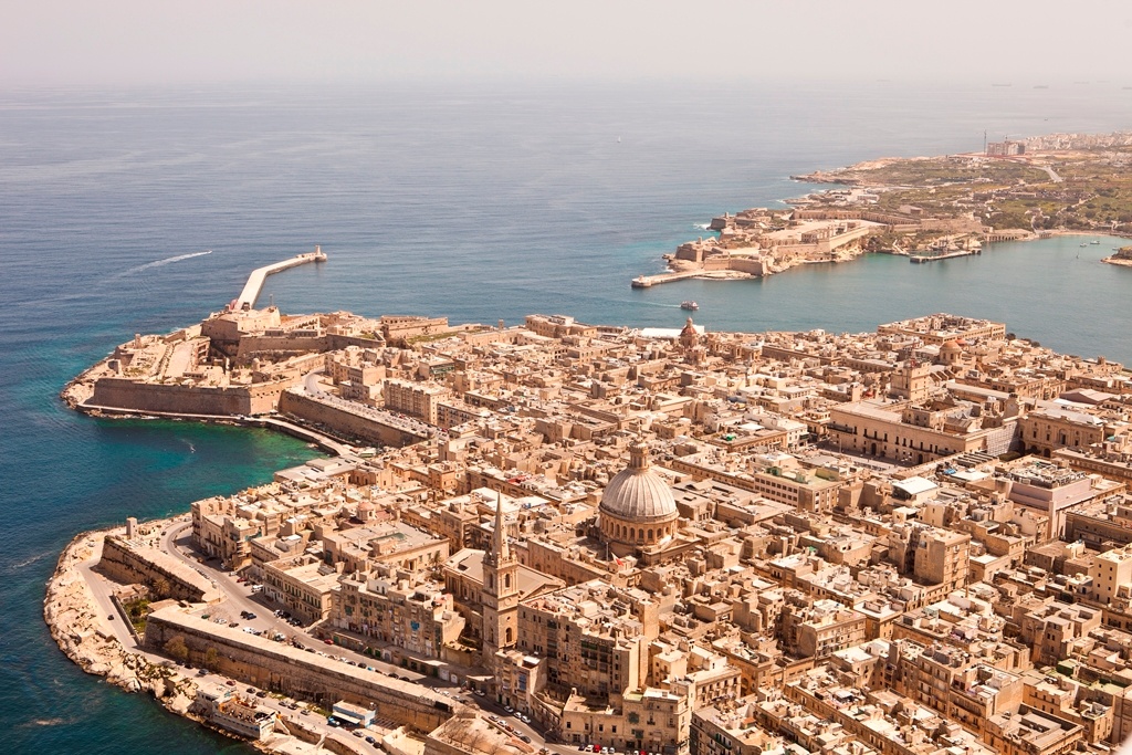 Vista aérea de Valletta, capital de Malta