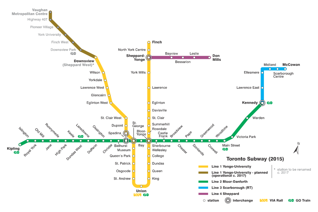 Mapa do transporte público em Toronto